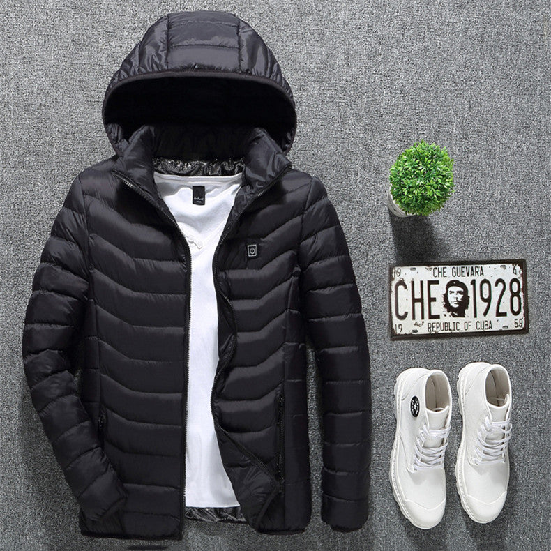 Winter Heated Jackets Smart Heating Cotton Coats Heated Hooded Jackets for Men - DOLCEGAP